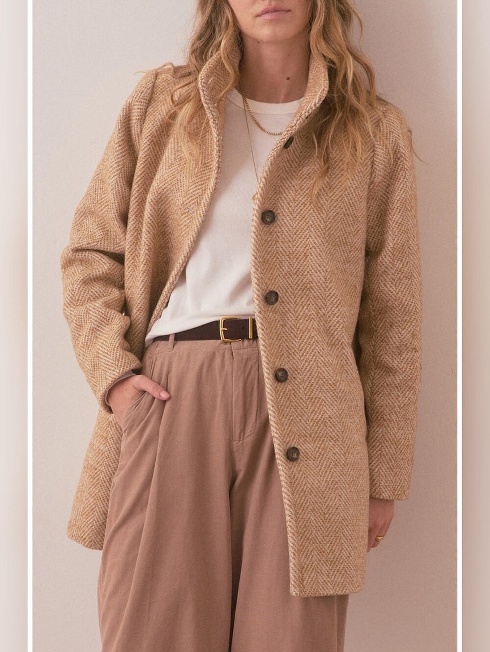Marine Layer Stephanie Cocoon Coat In Tan Carmel Medium